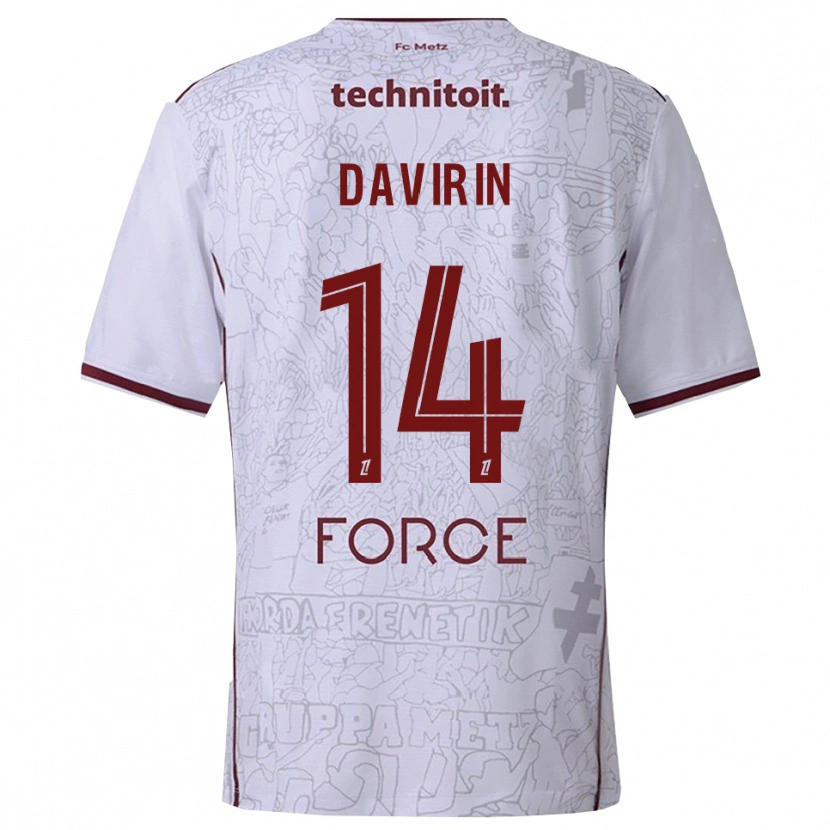 Danxen Hombre Camiseta Pierre-Alexandre Davirin #14 Blanco Burdeos 2ª Equipación 2025/26 La Camisa