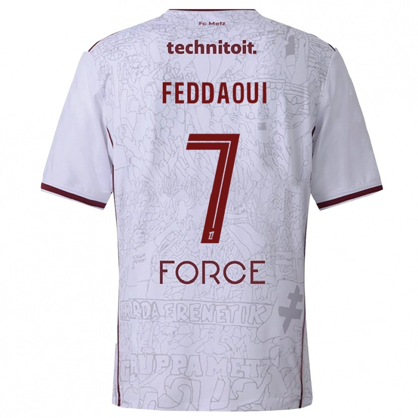 Danxen Hombre Camiseta Leina Feddaoui #7 Blanco Burdeos 2ª Equipación 2025/26 La Camisa