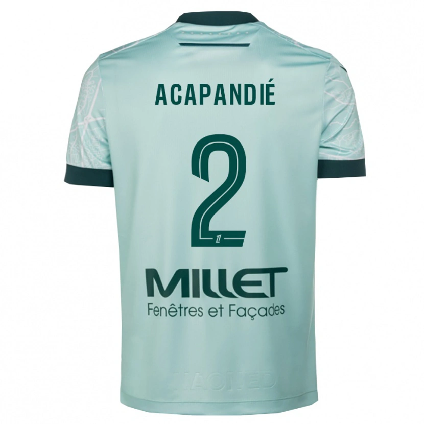 Danxen Hombre Camiseta Mathieu Acapandié #2 Verde Blanco 2ª Equipación 2025/26 La Camisa