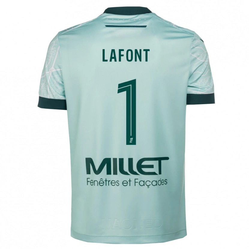 Danxen Hombre Camiseta Alban Lafont #1 Verde Blanco 2ª Equipación 2025/26 La Camisa