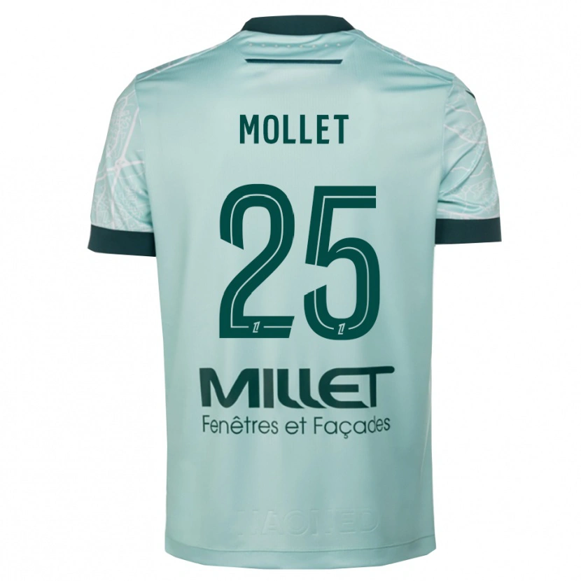 Danxen Hombre Camiseta Florent Mollet #25 Verde Blanco 2ª Equipación 2025/26 La Camisa