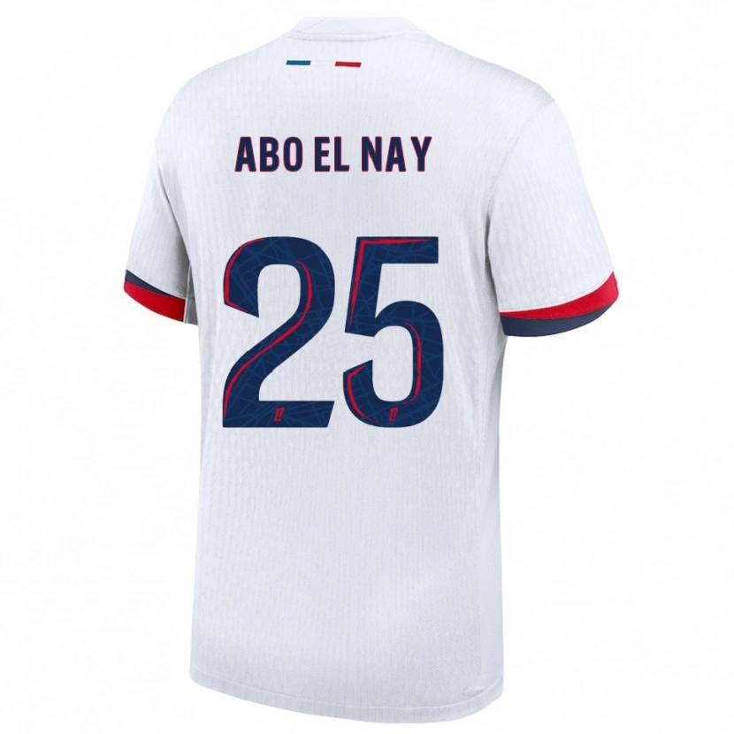 Danxen Hombre Camiseta Rayan Abo El Nay #25 Blanco Rojo 2ª Equipación 2025/26 La Camisa