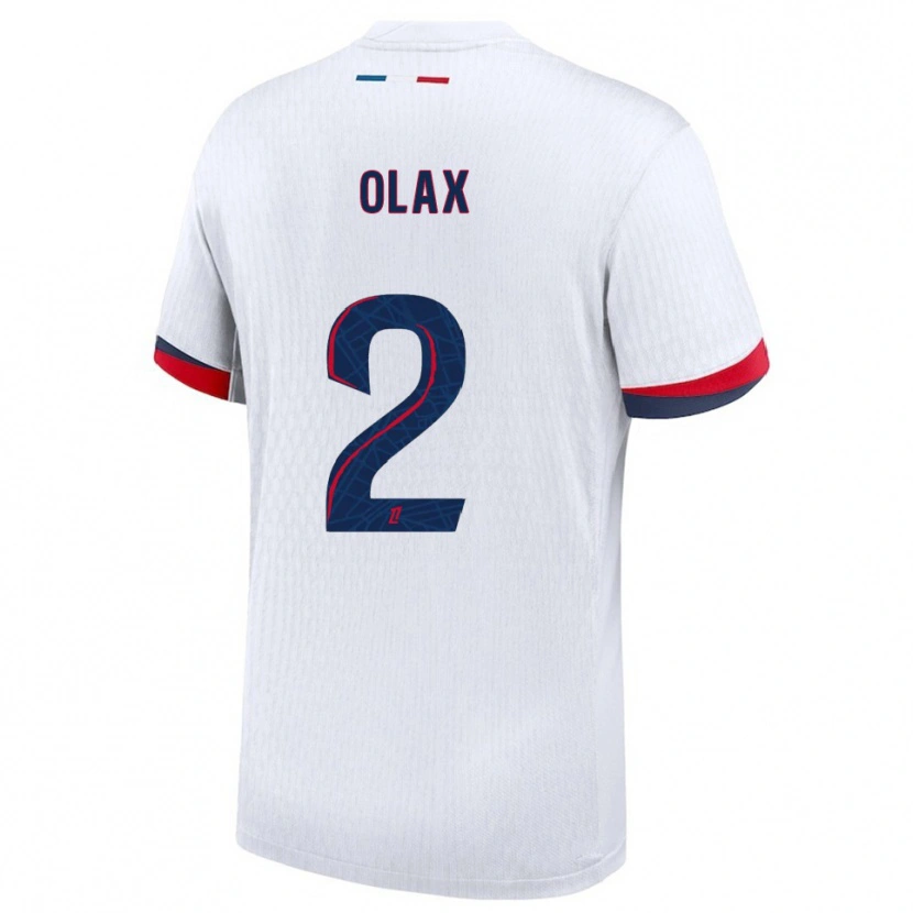 Danxen Hombre Camiseta Djamy Olax #2 Blanco Rojo 2ª Equipación 2025/26 La Camisa