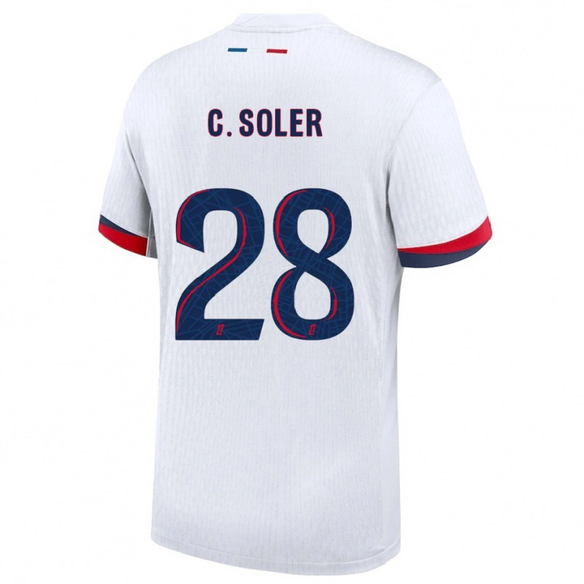 Danxen Hombre Camiseta Carlos Soler #28 Blanco Rojo 2ª Equipación 2025/26 La Camisa