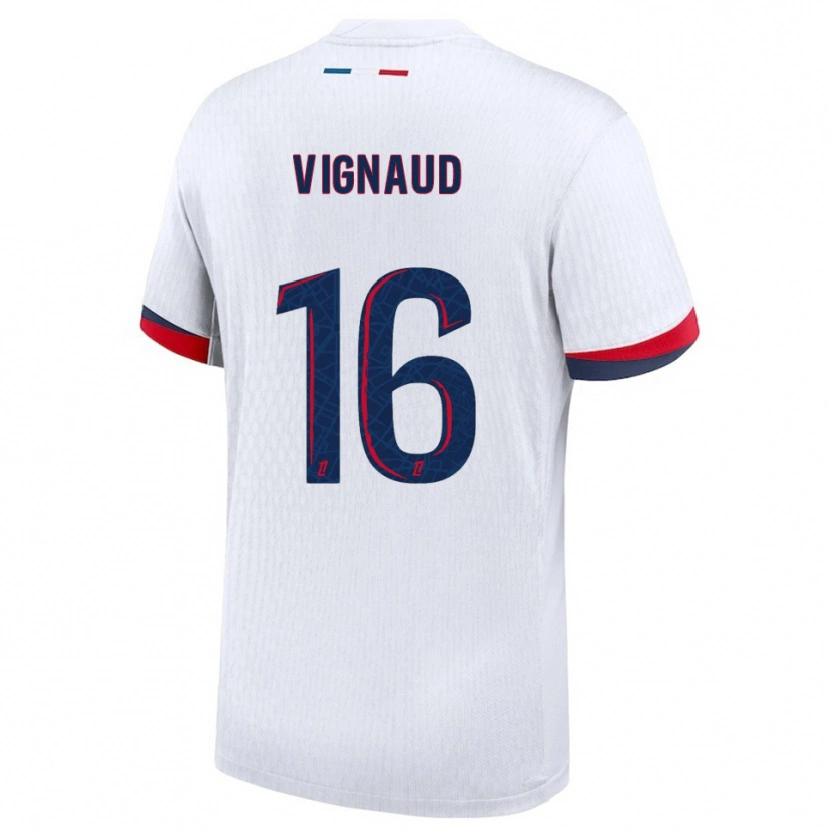 Danxen Hombre Camiseta Arthur Vignaud #16 Blanco Rojo 2ª Equipación 2025/26 La Camisa