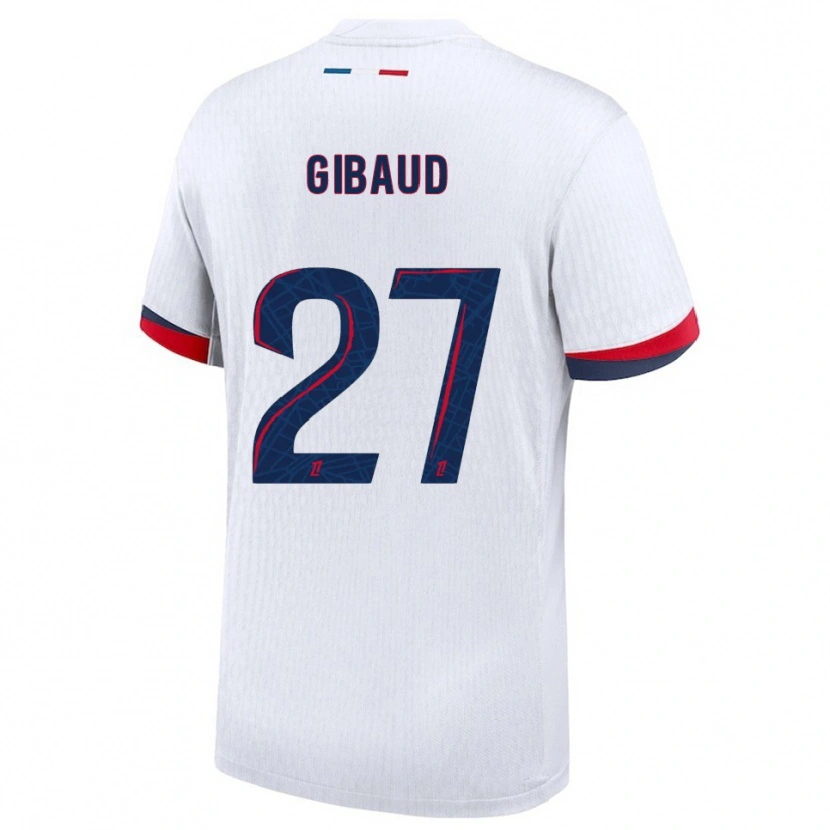 Danxen Hombre Camiseta Pierre Gibaud #27 Blanco Rojo 2ª Equipación 2025/26 La Camisa