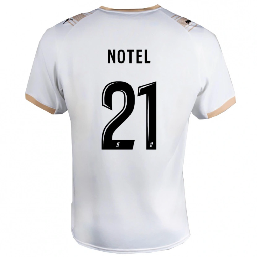 Danxen Hombre Camiseta Léa Notel #21 Blanco Negro 2ª Equipación 2025/26 La Camisa