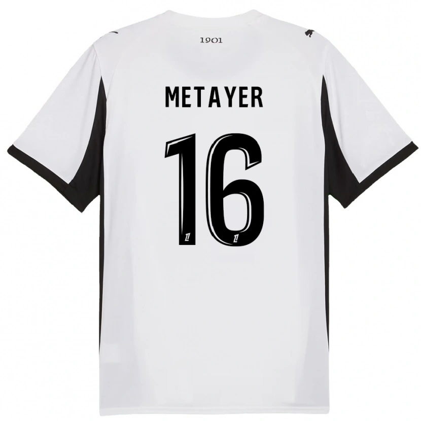 Danxen Hombre Camiseta Maxence Metayer #16 Blanco Negro 2ª Equipación 2025/26 La Camisa