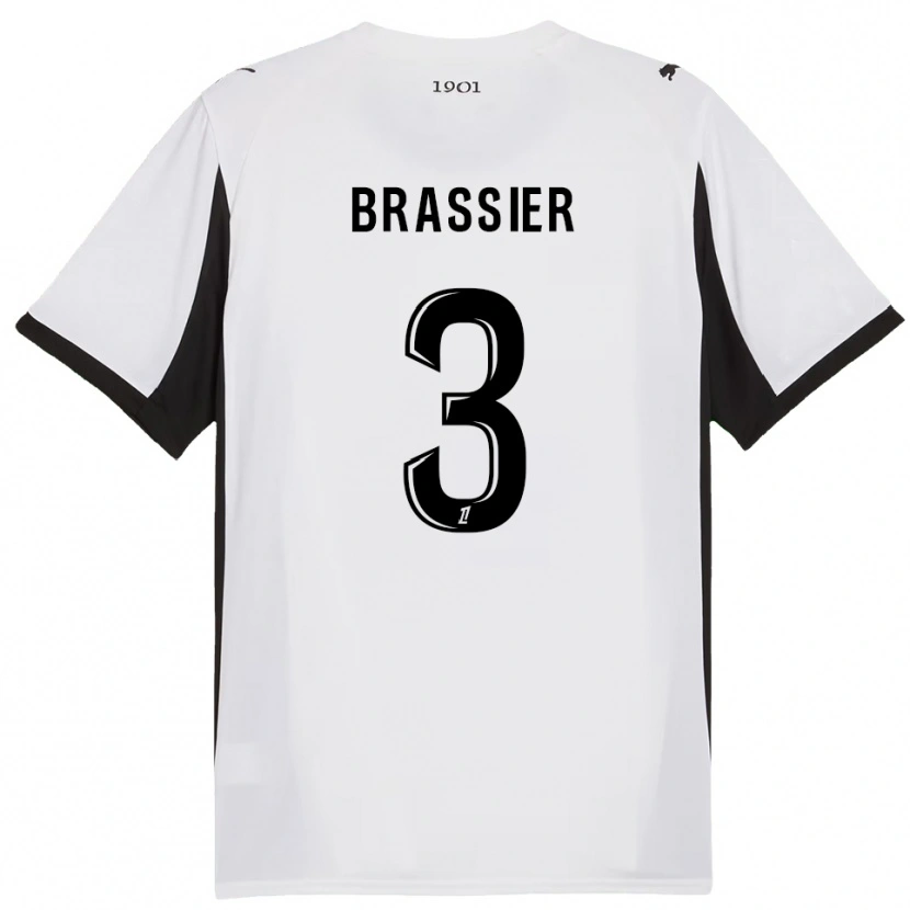 Danxen Hombre Camiseta Lilian Brassier #3 Blanco Negro 2ª Equipación 2025/26 La Camisa