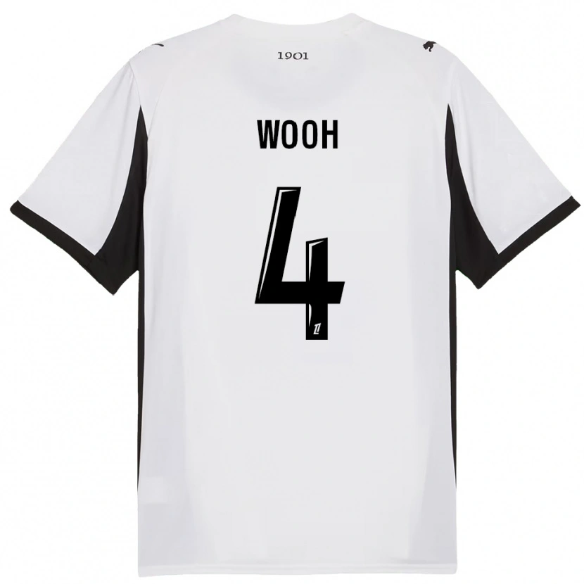 Danxen Hombre Camiseta Christopher Wooh #4 Blanco Negro 2ª Equipación 2025/26 La Camisa