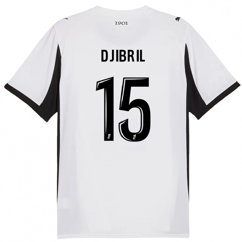 Danxen Hombre Camiseta Djibril Diallo #15 Blanco Negro 2ª Equipación 2025/26 La Camisa