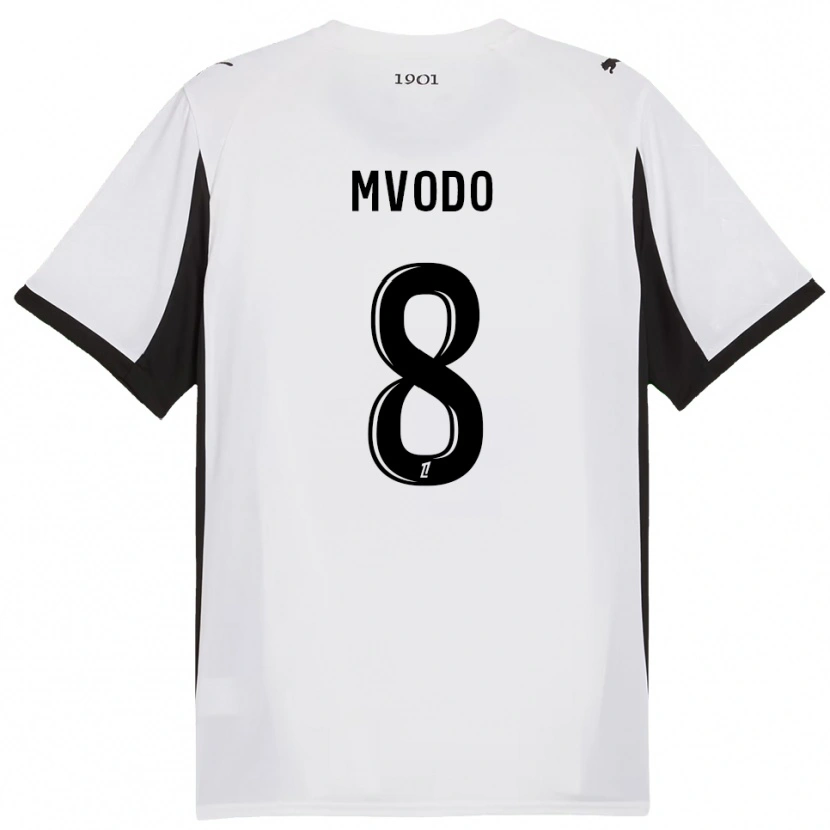 Danxen Hombre Camiseta Steeve Mvodo Mvodo #8 Blanco Negro 2ª Equipación 2025/26 La Camisa