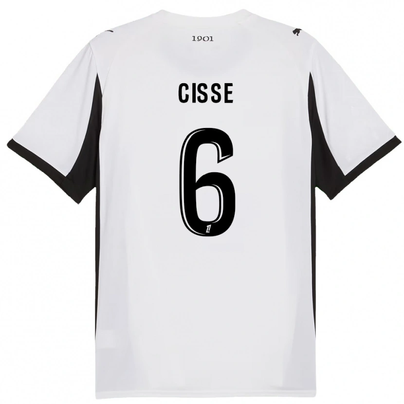 Danxen Hombre Camiseta Djaoui Cissé #6 Blanco Negro 2ª Equipación 2025/26 La Camisa