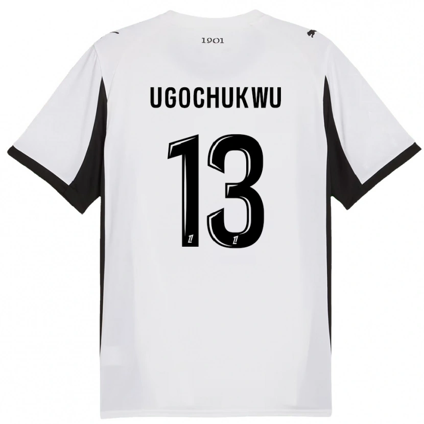 Danxen Hombre Camiseta Chibuike Ugochukwu #13 Blanco Negro 2ª Equipación 2025/26 La Camisa