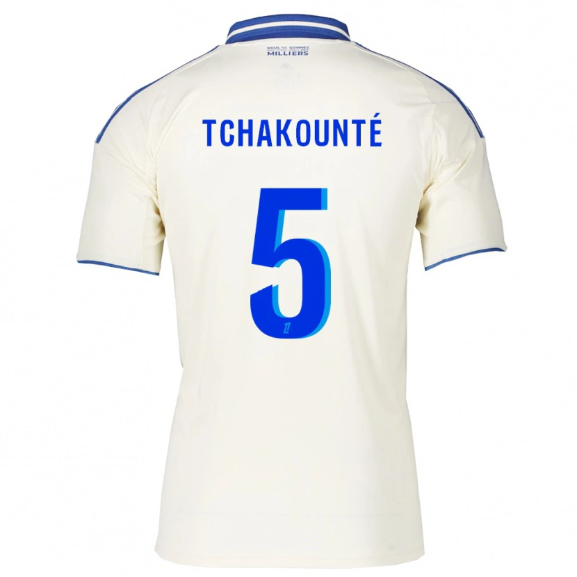 Danxen Hombre Camiseta Anaëlle Tchakounté #5 Champán Azul 2ª Equipación 2025/26 La Camisa