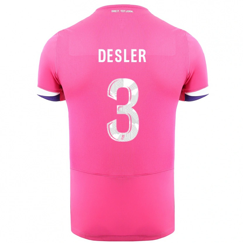 Danxen Hombre Camiseta Mikkel Desler #3 Rosa Blanco 2ª Equipación 2025/26 La Camisa