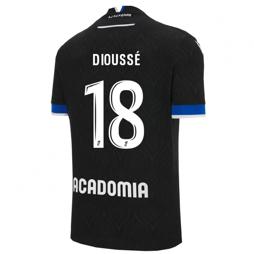 Danxen Hombre Camiseta Assane Dioussé #18 Negro Blanco 2ª Equipación 2025/26 La Camisa