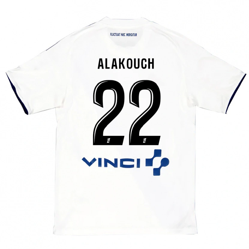Danxen Hombre Camiseta Sofiane Alakouch #22 Blanco Azul 2ª Equipación 2025/26 La Camisa