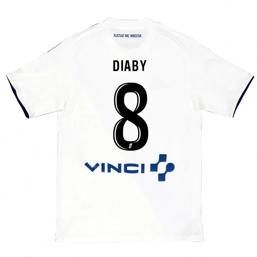 Danxen Hombre Camiseta Aboubakar Diaby #8 Blanco Azul 2ª Equipación 2025/26 La Camisa