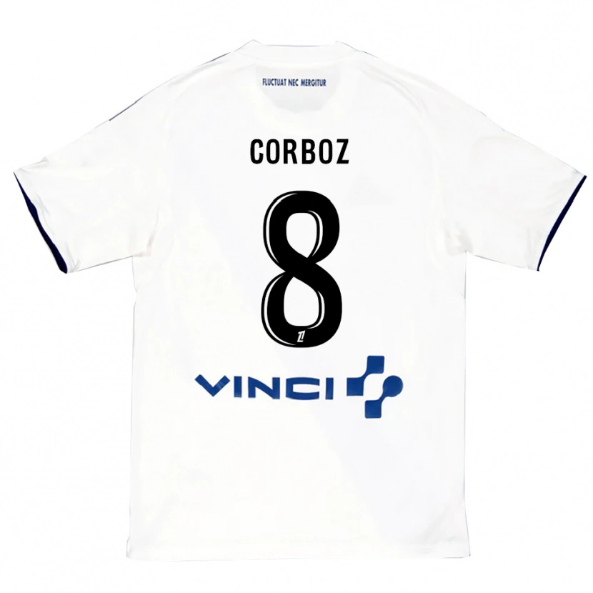 Danxen Hombre Camiseta Daphné Corboz #8 Blanco Azul 2ª Equipación 2025/26 La Camisa