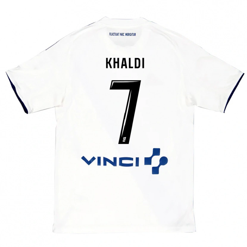 Danxen Hombre Camiseta Zakarya Khaldi #7 Blanco Azul 2ª Equipación 2025/26 La Camisa