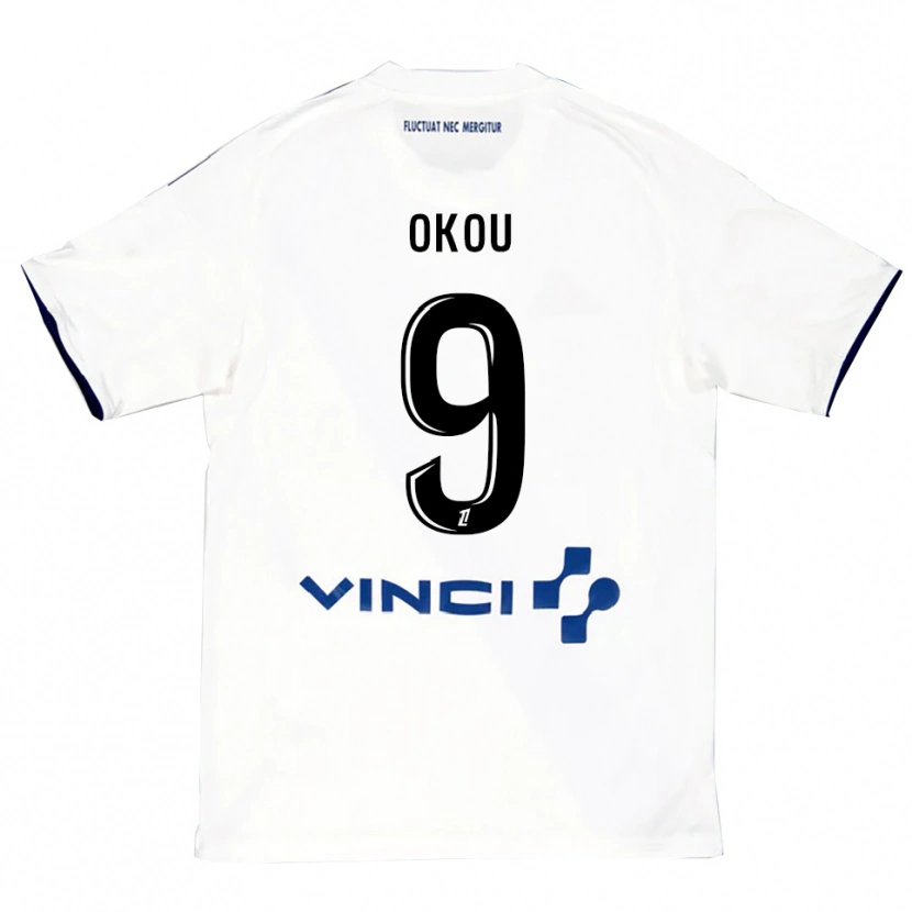 Danxen Hombre Camiseta Christ Okou #9 Blanco Azul 2ª Equipación 2025/26 La Camisa