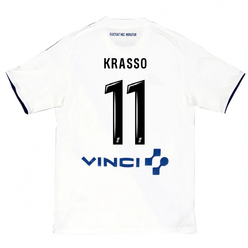 Danxen Hombre Camiseta Jean-Philippe Krasso #11 Blanco Azul 2ª Equipación 2025/26 La Camisa