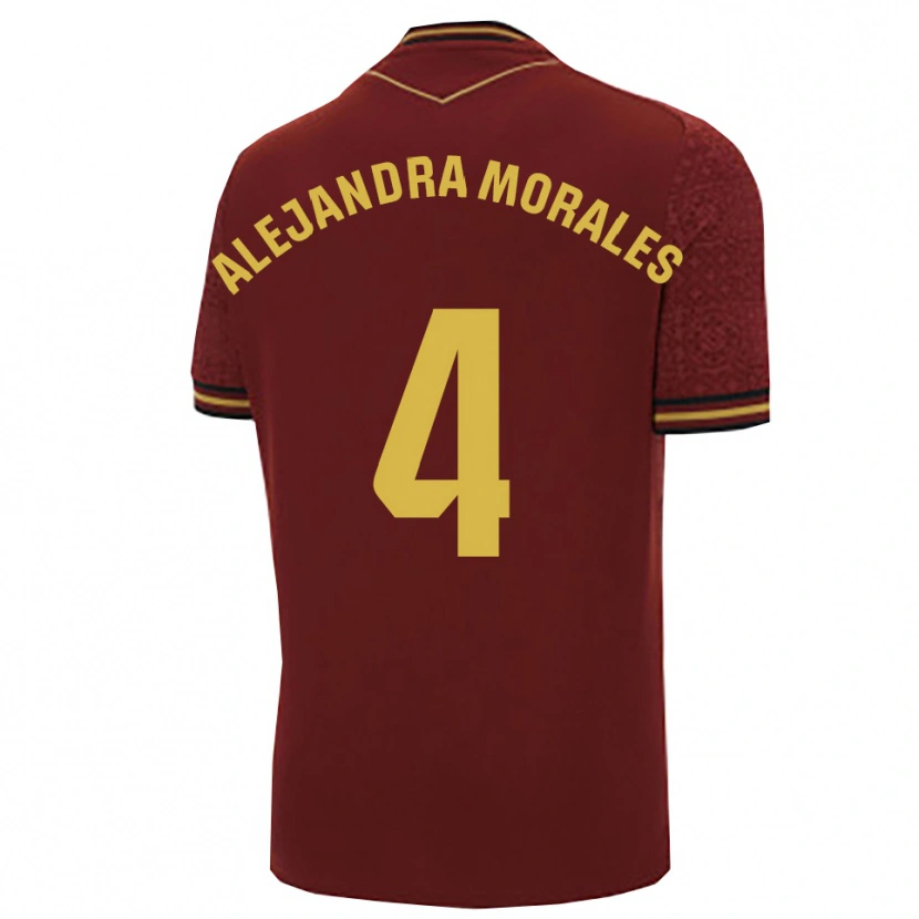 Danxen Hombre Camiseta Alejandra Morales Calvente #4 Burdeos Oro 2ª Equipación 2025/26 La Camisa