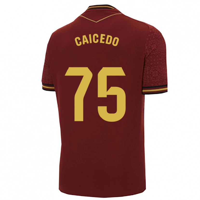 Danxen Hombre Camiseta Alfred Caicedo #75 Burdeos Oro 2ª Equipación 2025/26 La Camisa