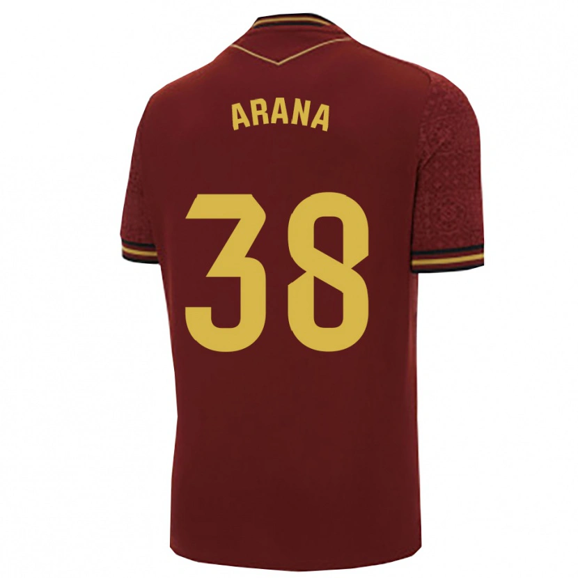 Danxen Hombre Camiseta Pablo Arana #38 Burdeos Oro 2ª Equipación 2025/26 La Camisa