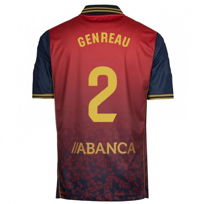 Danxen Hombre Camiseta Denis Genreau #2 Rojo Marino 2ª Equipación 2025/26 La Camisa