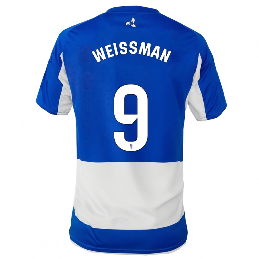 Danxen Hombre Camiseta Shon Weissman #9 Azul Blanco 2ª Equipación 2025/26 La Camisa