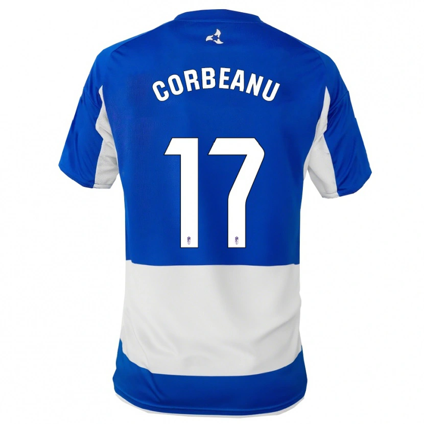 Danxen Hombre Camiseta Theo Corbeanu #17 Azul Blanco 2ª Equipación 2025/26 La Camisa