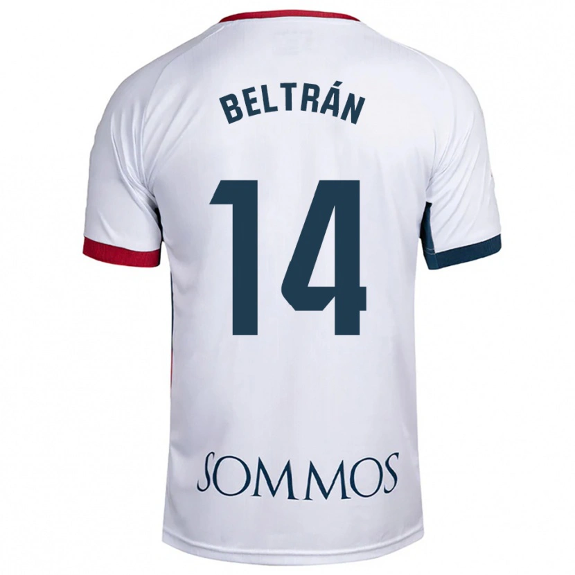 Danxen Hombre Camiseta Liberto Beltrán #14 Blanco Rojo 2ª Equipación 2025/26 La Camisa