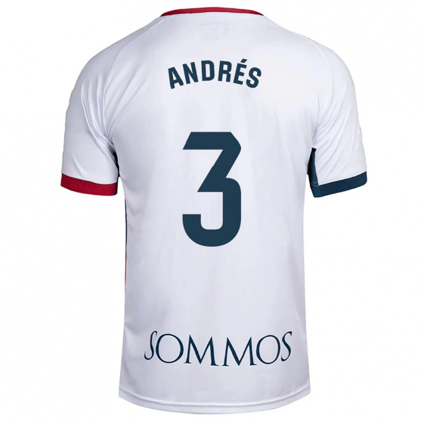 Danxen Hombre Camiseta Joel Andrés #3 Blanco Rojo 2ª Equipación 2025/26 La Camisa