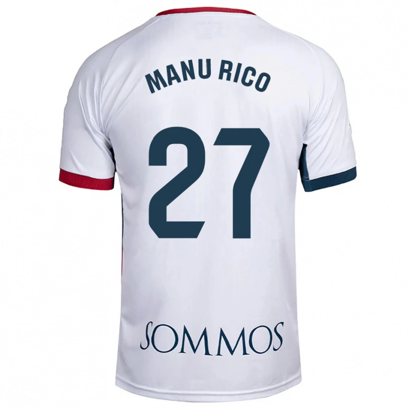 Danxen Hombre Camiseta Manu Rico #27 Blanco Rojo 2ª Equipación 2025/26 La Camisa