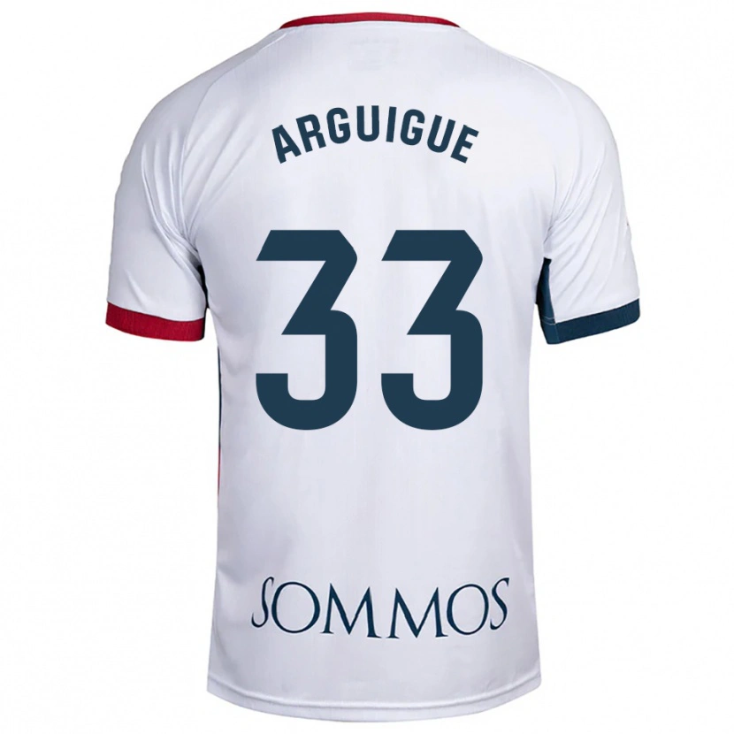 Danxen Hombre Camiseta Ayman Arguigue #33 Blanco Rojo 2ª Equipación 2025/26 La Camisa