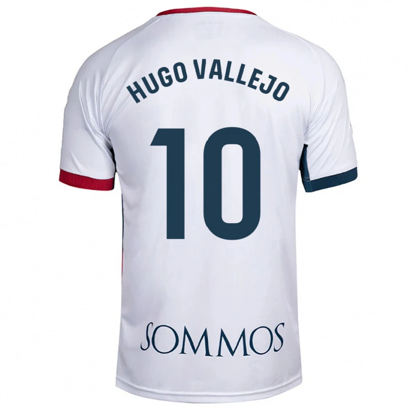 Danxen Hombre Camiseta Hugo Vallejo #10 Blanco Rojo 2ª Equipación 2025/26 La Camisa