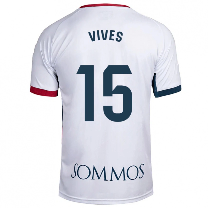 Danxen Hombre Camiseta Helena Vives #15 Blanco Rojo 2ª Equipación 2025/26 La Camisa