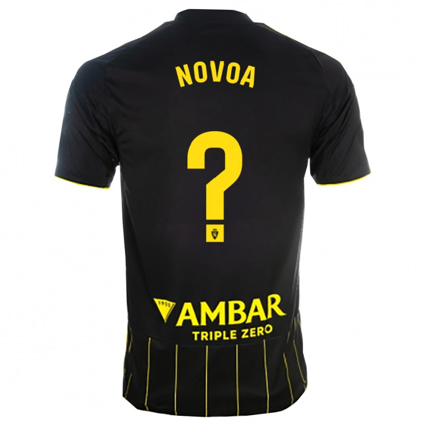 Danxen Hombre Camiseta Andrei Novoa #0 Negro Amarillo 2ª Equipación 2025/26 La Camisa