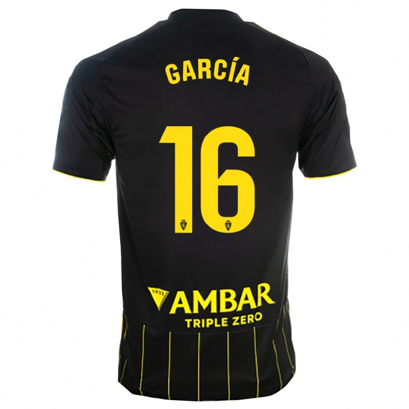 Danxen Hombre Camiseta Iker García #16 Negro Amarillo 2ª Equipación 2025/26 La Camisa
