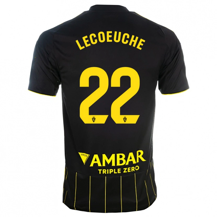 Danxen Hombre Camiseta Quentin Lecoeuche #22 Negro Amarillo 2ª Equipación 2025/26 La Camisa