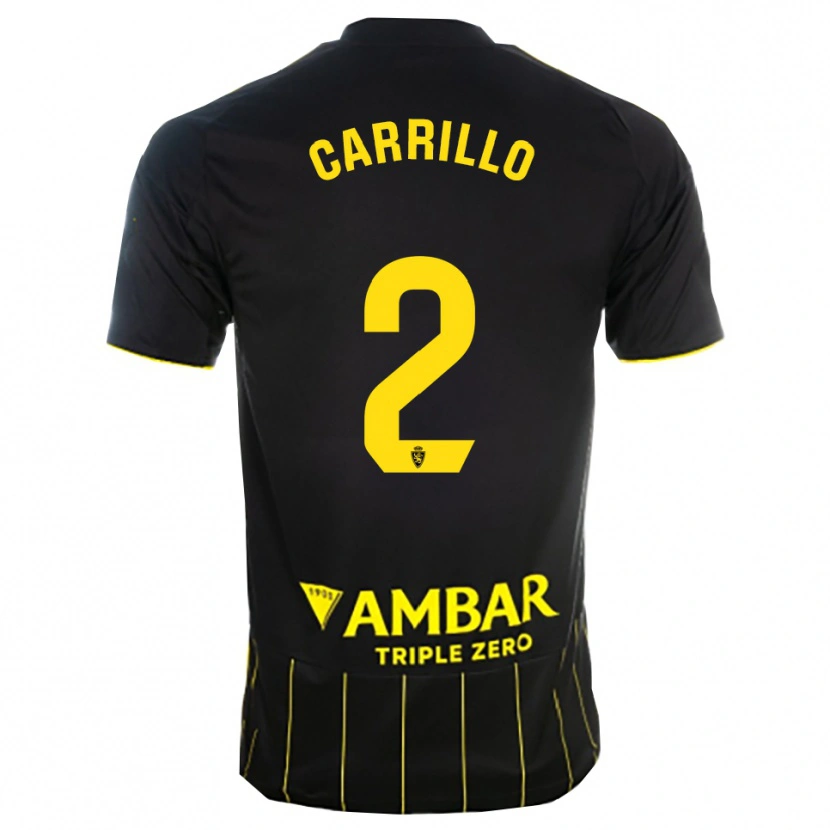 Danxen Hombre Camiseta Hugo Carrillo #2 Negro Amarillo 2ª Equipación 2025/26 La Camisa