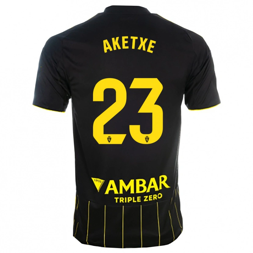 Danxen Hombre Camiseta Ager Aketxe #23 Negro Amarillo 2ª Equipación 2025/26 La Camisa