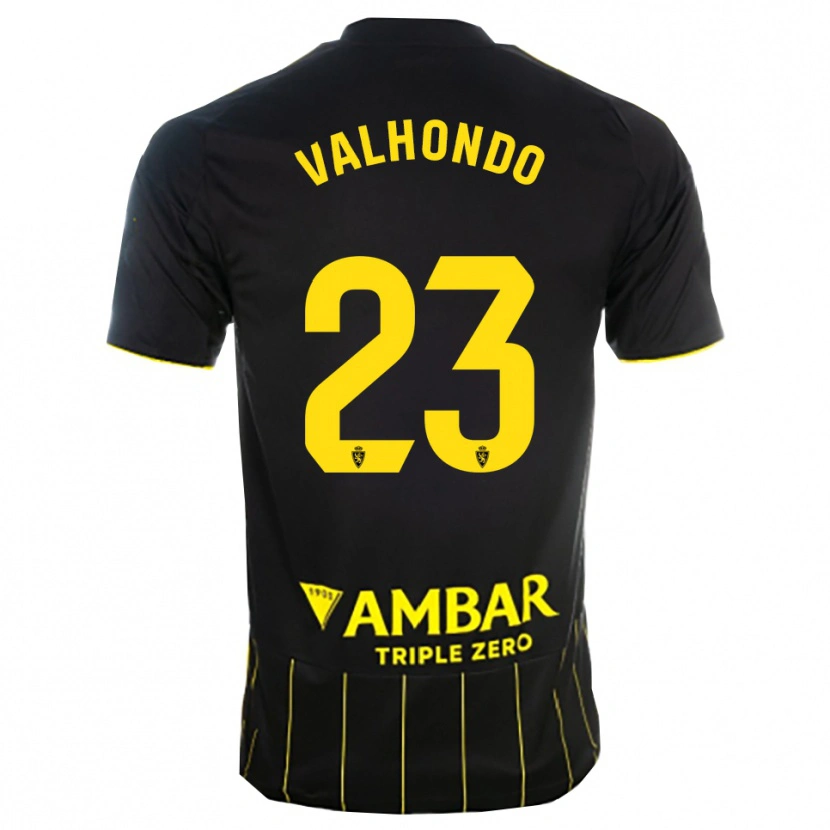 Danxen Hombre Camiseta Marcos Valhondo #23 Negro Amarillo 2ª Equipación 2025/26 La Camisa