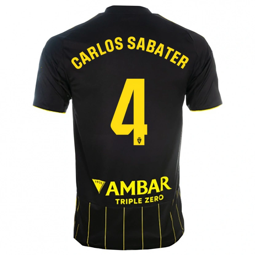 Danxen Hombre Camiseta Juan Carlos Sabater #4 Negro Amarillo 2ª Equipación 2025/26 La Camisa