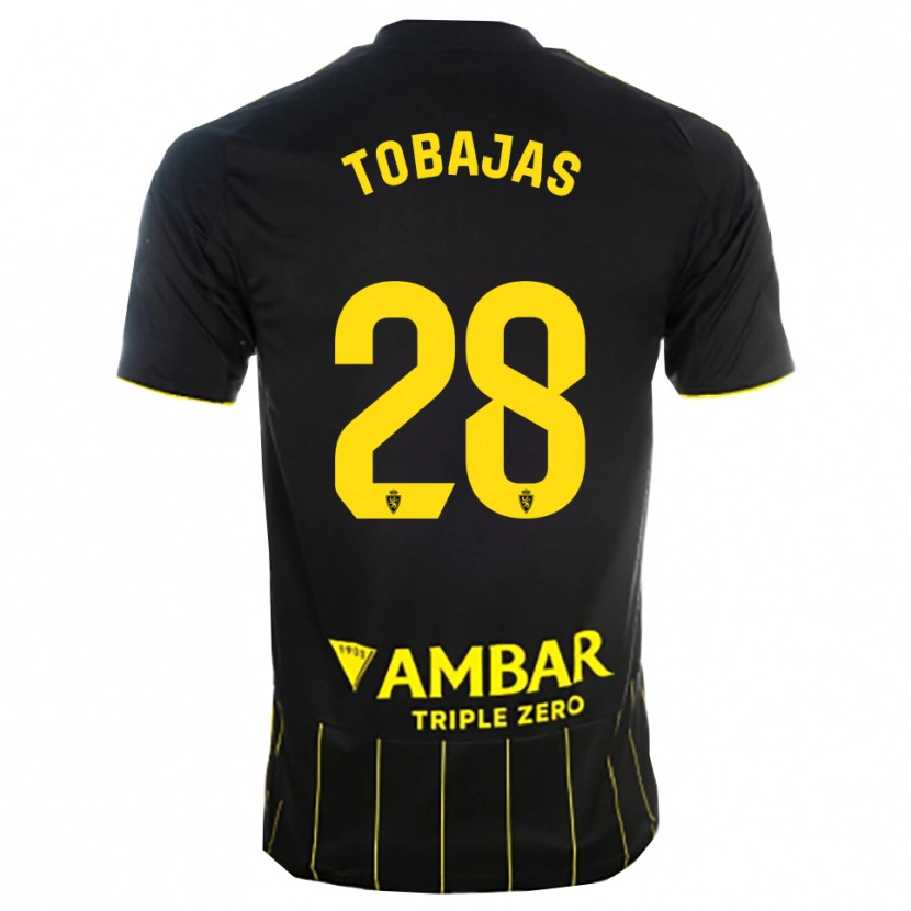 Danxen Hombre Camiseta Jaime Tobajas #28 Negro Amarillo 2ª Equipación 2025/26 La Camisa