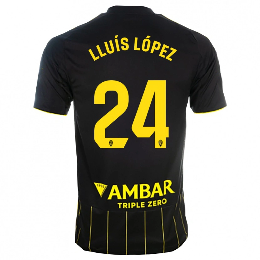 Danxen Hombre Camiseta Lluís López #24 Negro Amarillo 2ª Equipación 2025/26 La Camisa
