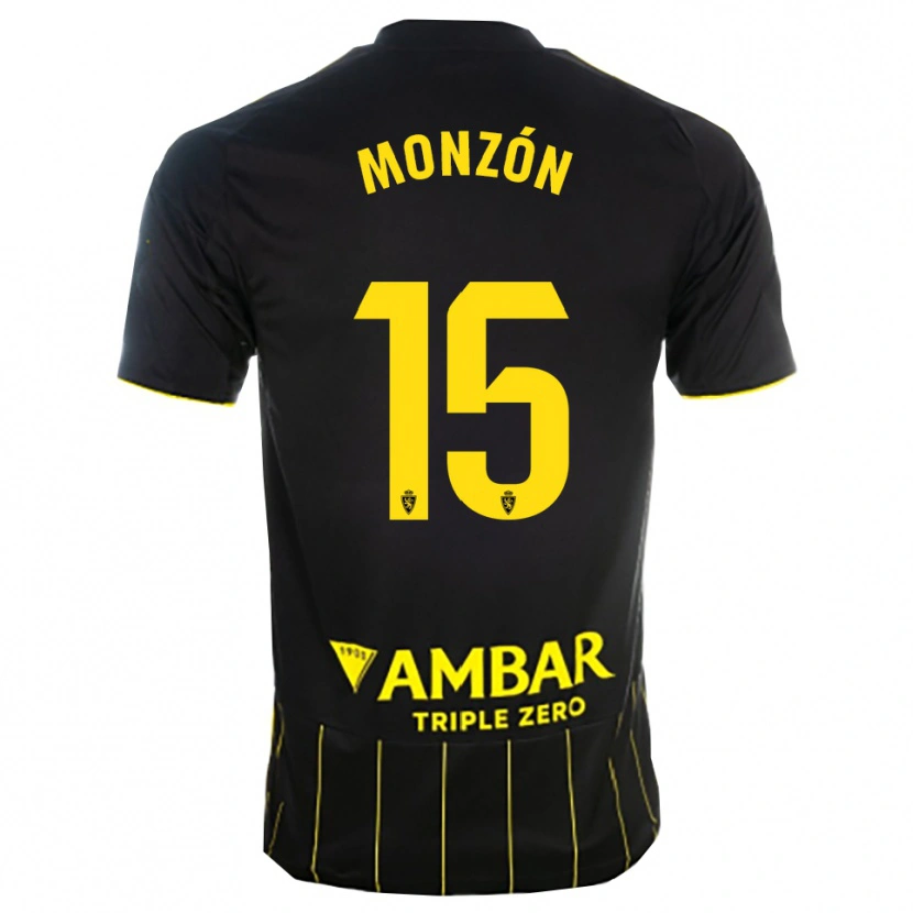 Danxen Hombre Camiseta Diego Monzón #15 Negro Amarillo 2ª Equipación 2025/26 La Camisa