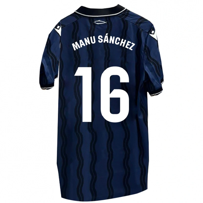 Danxen Hombre Camiseta Manu Sánchez #16 Azul Oscuro Negro 2ª Equipación 2025/26 La Camisa
